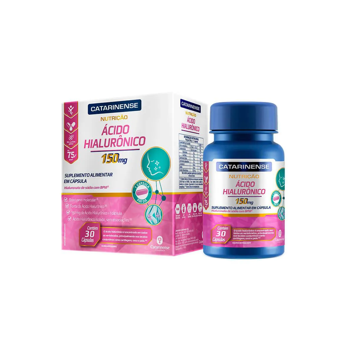 Ácido Hialurônico 150mg Catarinense Nutrição com 30 cápsulas