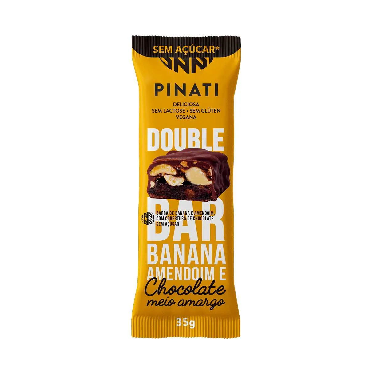 Barra Pinati Double Bar Banana e Amendoim com Chocolate Meio Amargo Sem Açúcar 35g