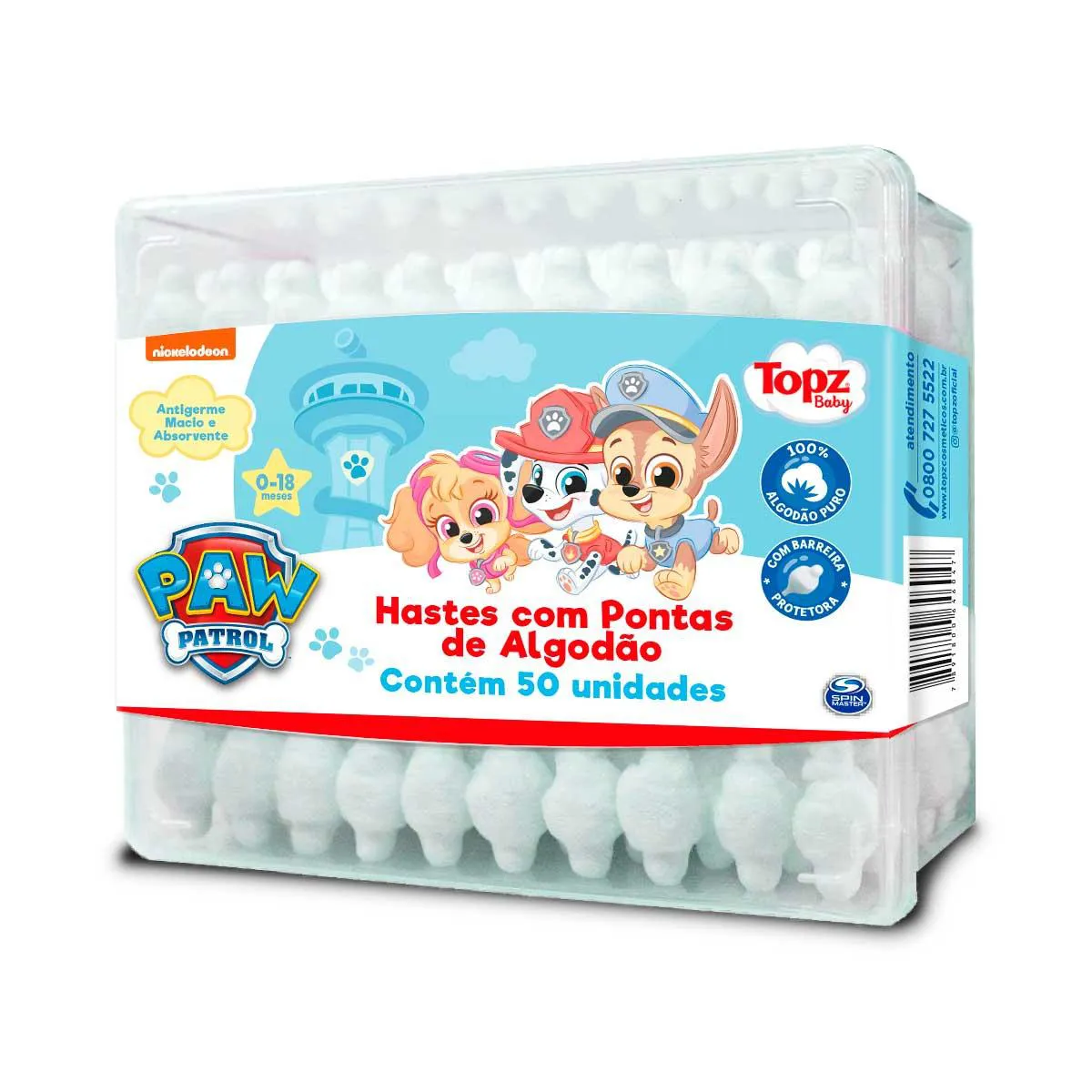 Hastes Flexíveis Topz Baby Patrulha Canina com 50 unidades