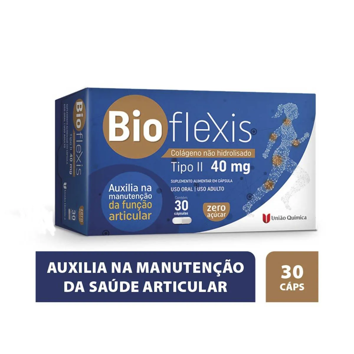 Colágeno Não Hidrolisado Bioflexis 40mg com 30 cápsulas