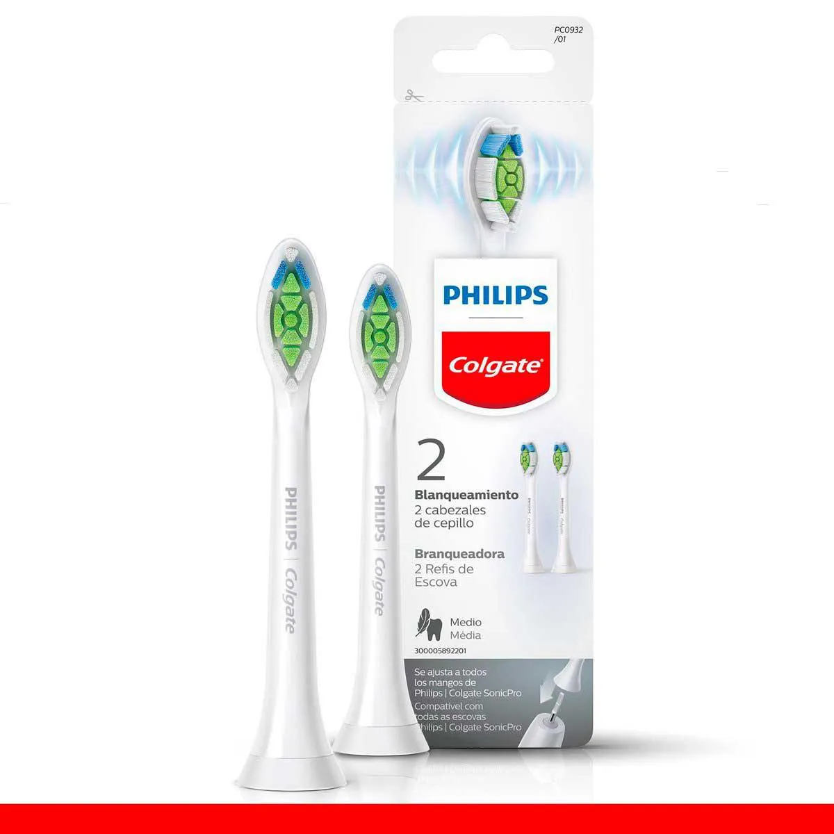 Refil para Escova de Dente Elétrica Philips Colgate SonicPro Branqueadora com 2 unidades