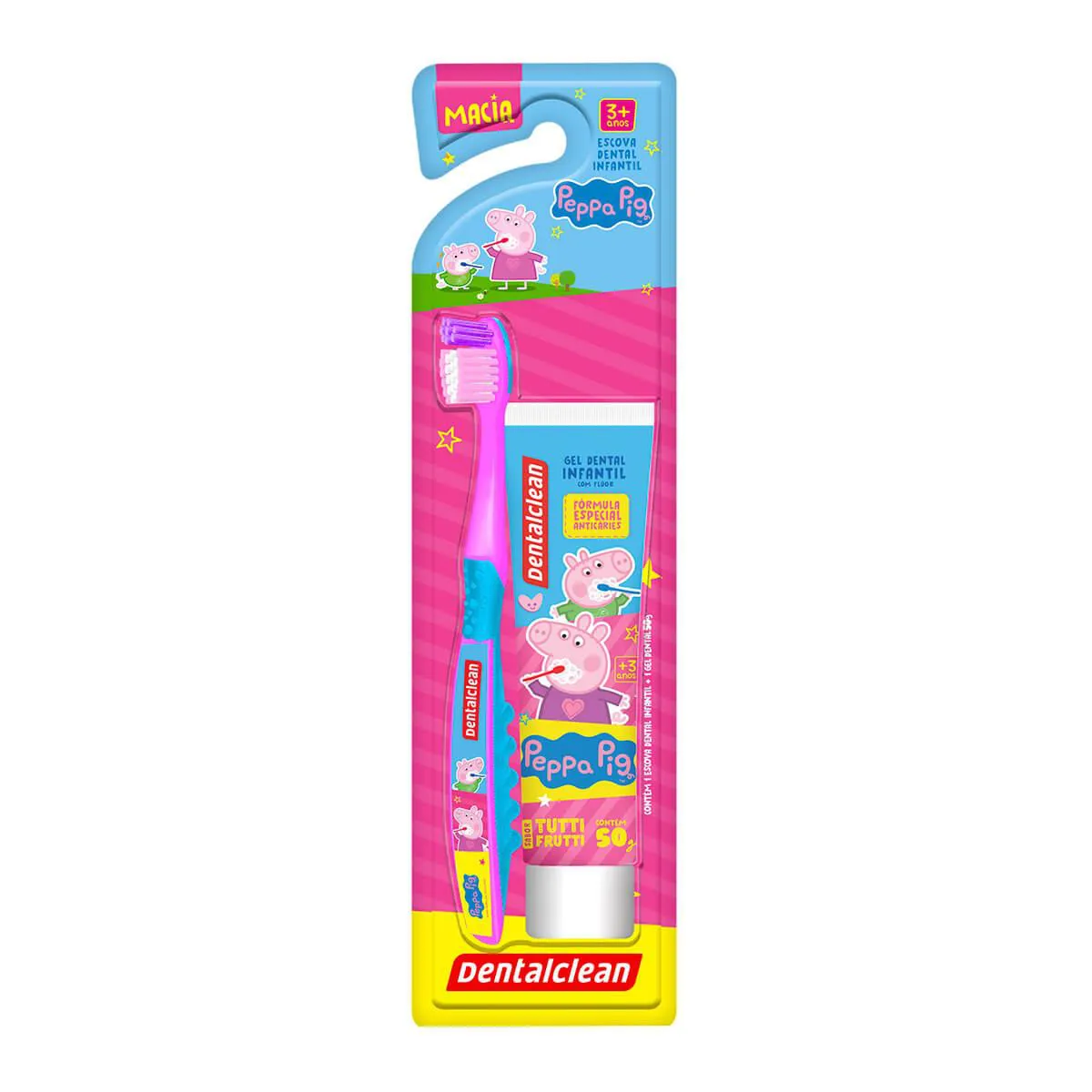 Kit Dentalclean Peppa Pig com 1 Escova de Dente + Gel Dental com 50g