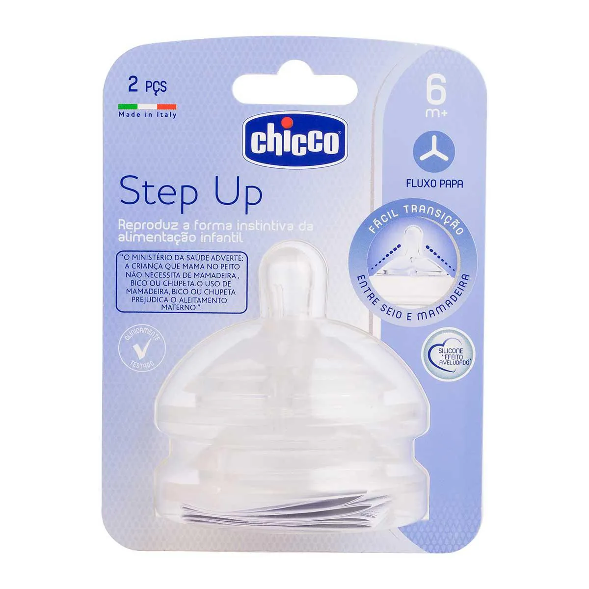 Bico para Mamadeira Chicco Step Up Fluxo Papa 6 meses+ com 2 unidades