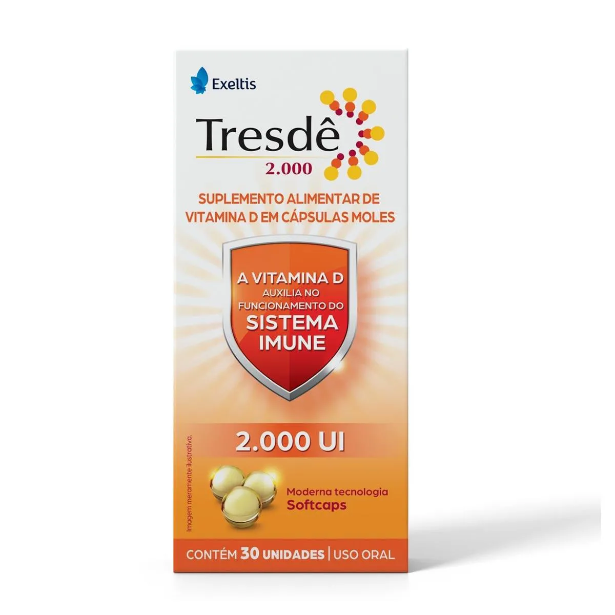 Vitamina D 2.000UI Tresdê 30 cápsulas