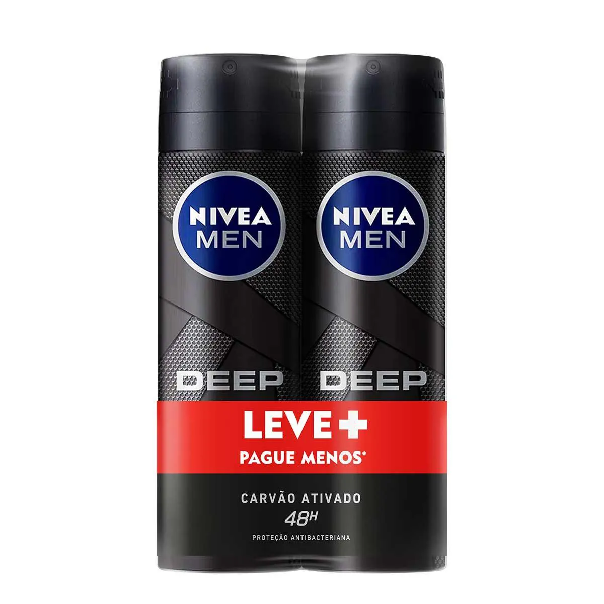 Kit Desodorante Antitranspirante Aerosol Nivea Man Deep 48h Carvão Ativado 150ml 2 unidades