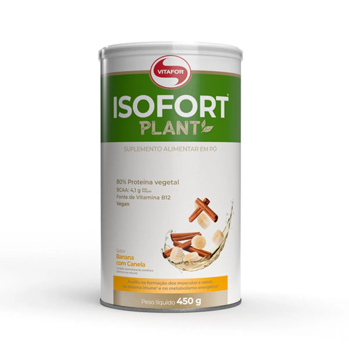 Proteína Vegetal Vitafor Isofort Plant Banana com Canela 450g