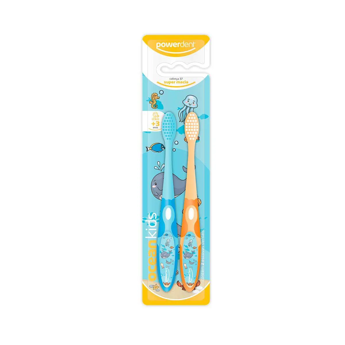 Escova de Dente Infantil Powerdent Ocean Kids com 2 Unidades