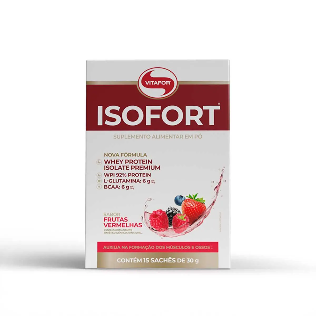 Whey Protein Vitafor Isofort Frutas Vermelhas 15 Sachês de 30g