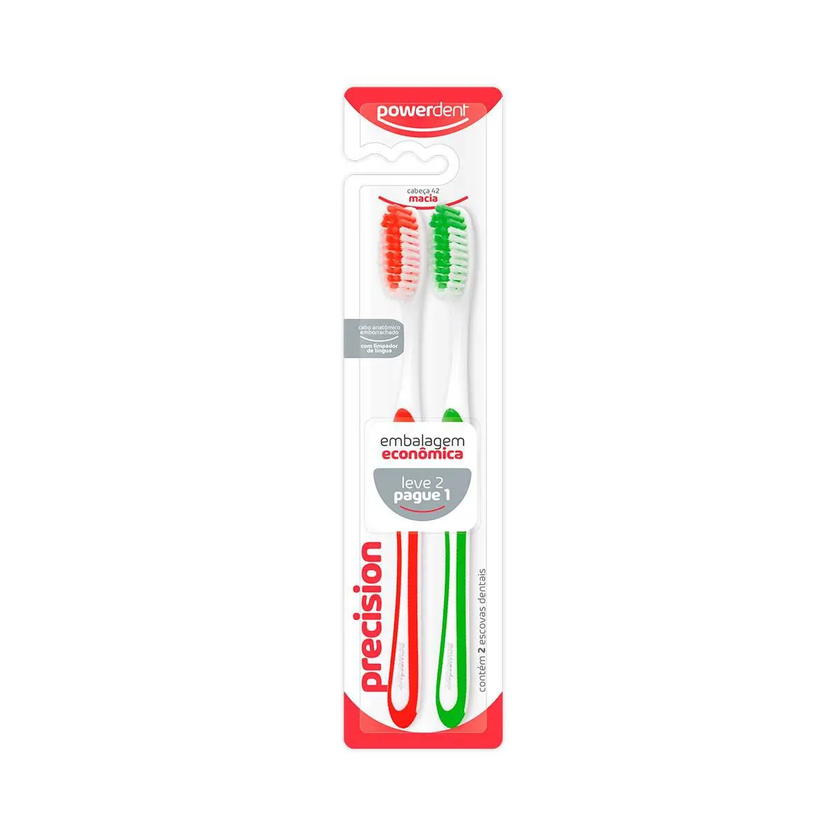 Escova de Dente Powerdent Precision Macia com 2 Unidades