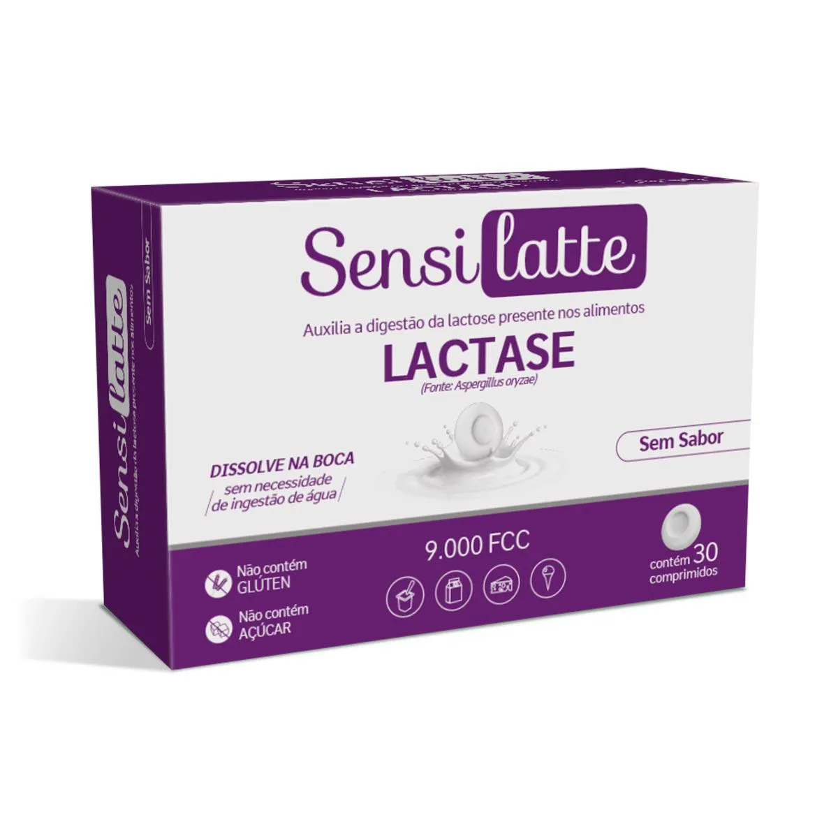 Lactase Sensilatte Sem Sabor 9.000 FCC 30 Comprimidos