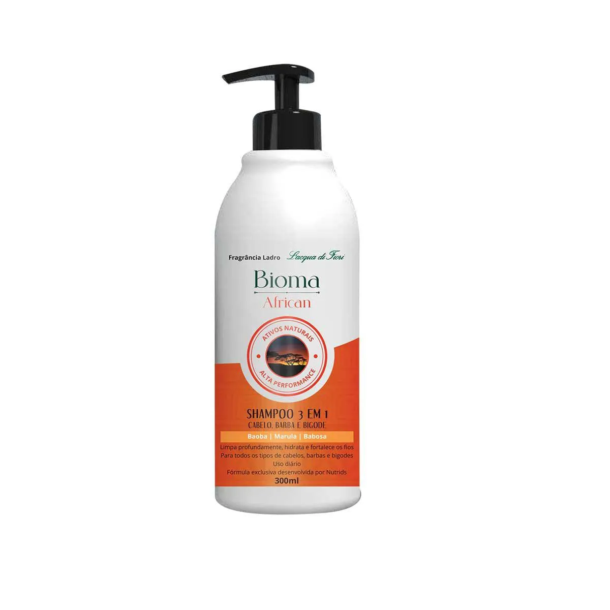 Shampoo L'Acqua Di Fiori Bioma African 3 em 1 300ml