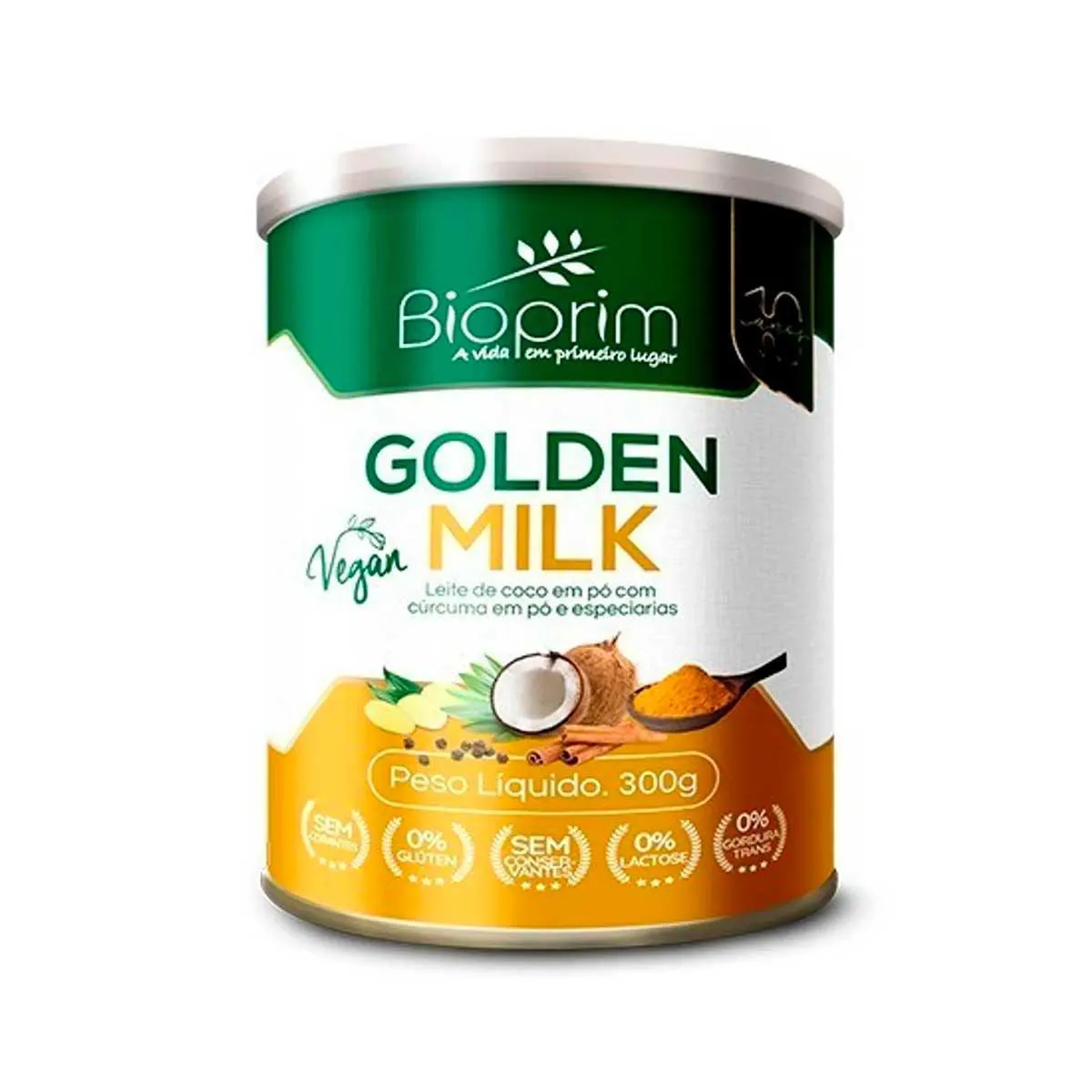 Leite de Côco em Pó Bioprim Golden Milk Vegano com Cúrcuma e Especiarias Sem Lactose 300g