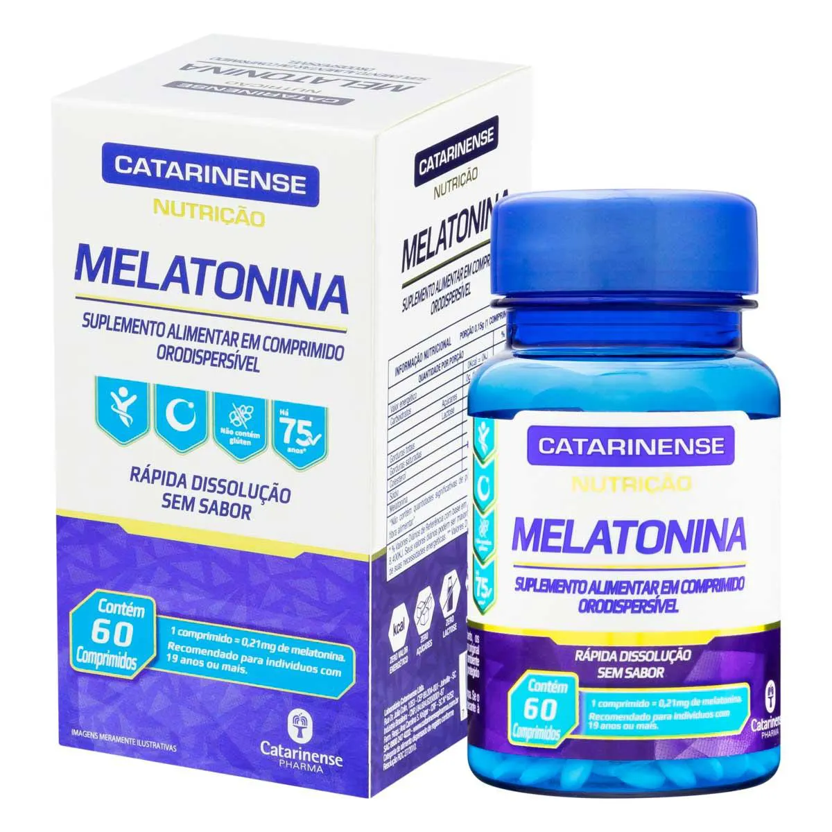 Suplemento Alimentar Melatonina Catarinense Nutrição  0,21mg Maracujá 60 Comprimidos Orodispersível