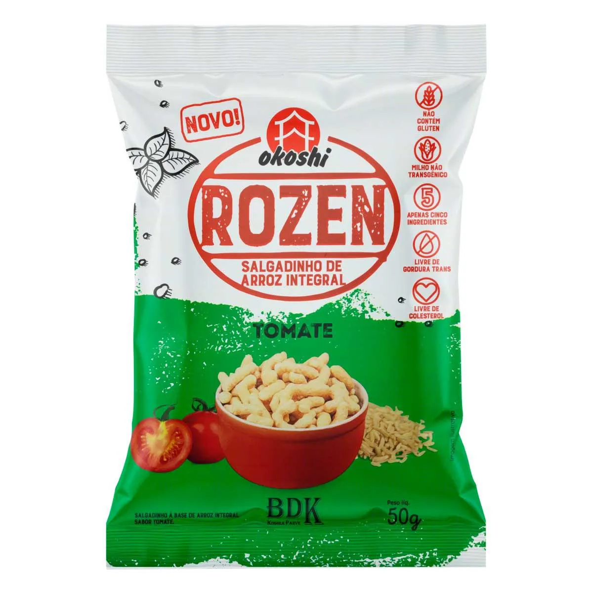 Salgadinho de Arroz Integral Okoshi Rozen Tomate 50g