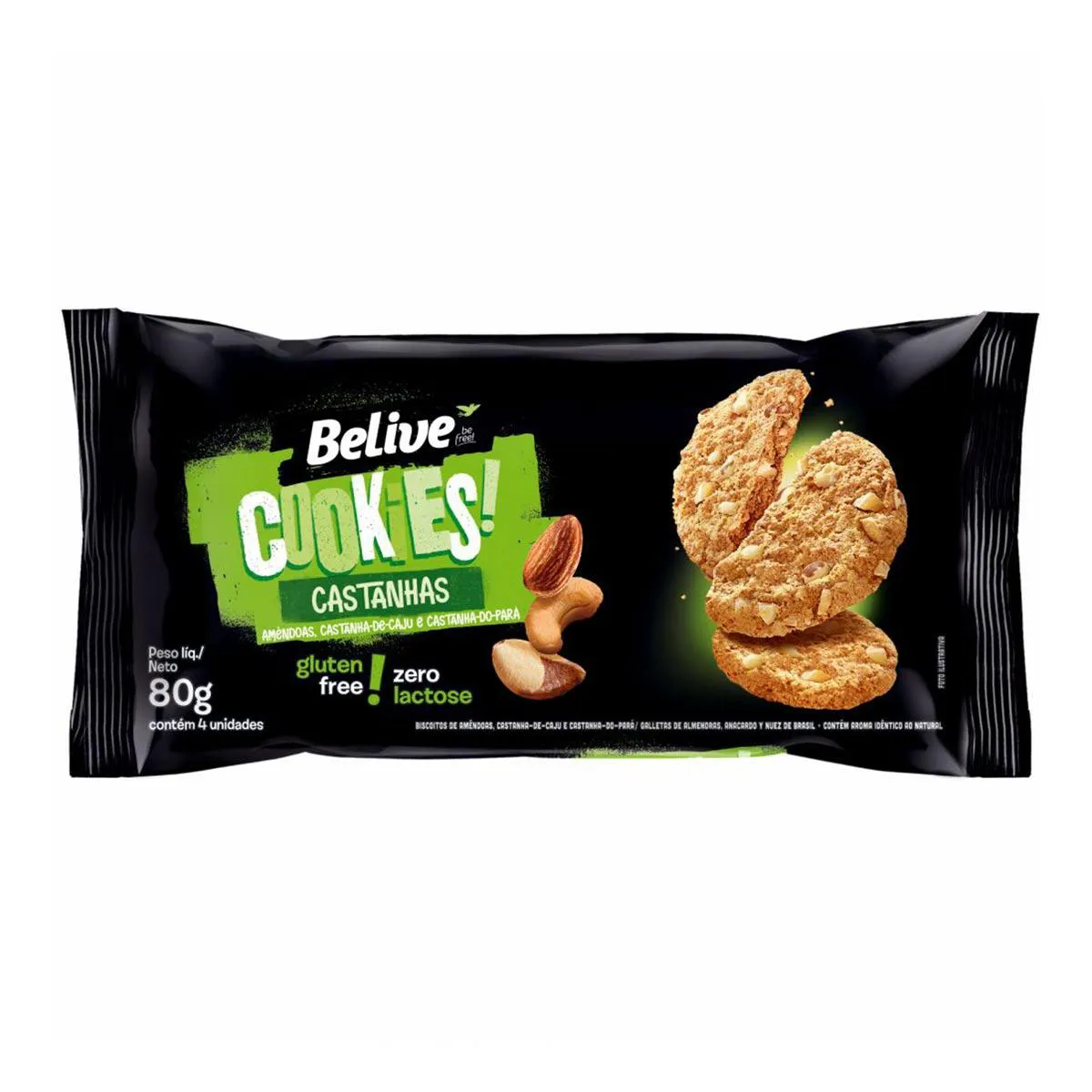 Cookies Belive Zero Lactose Castanha 80g