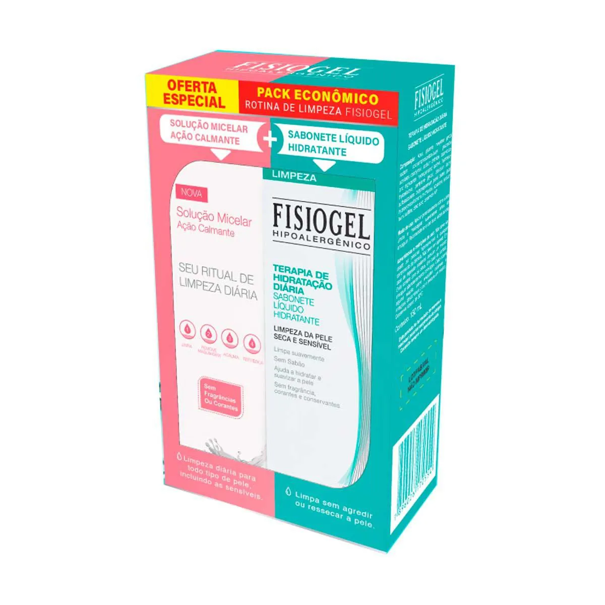Kit Fisiogel Solução Micelar com 200ml + Sabonete Líquido Terapia de Hidratação Diária com 150ml