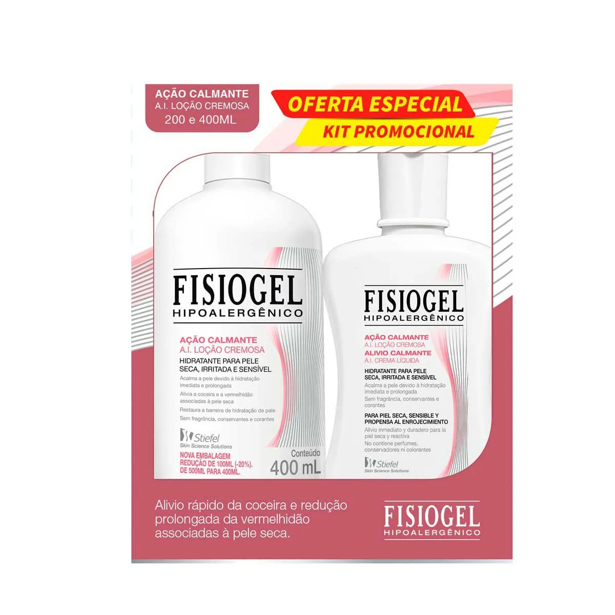 Kit Fisiogel A.I. Ação Calmante Loção Cremosa com 400ml + 200ml