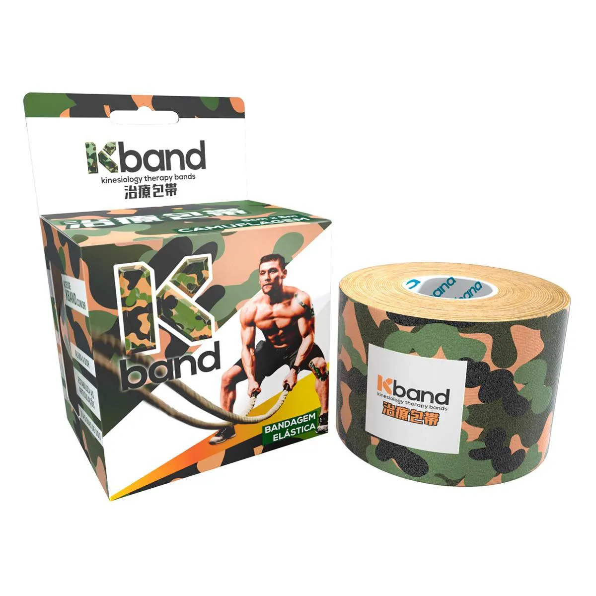 Bandagem Elástica Adesiva Kband Camuflada 5cm x 5m