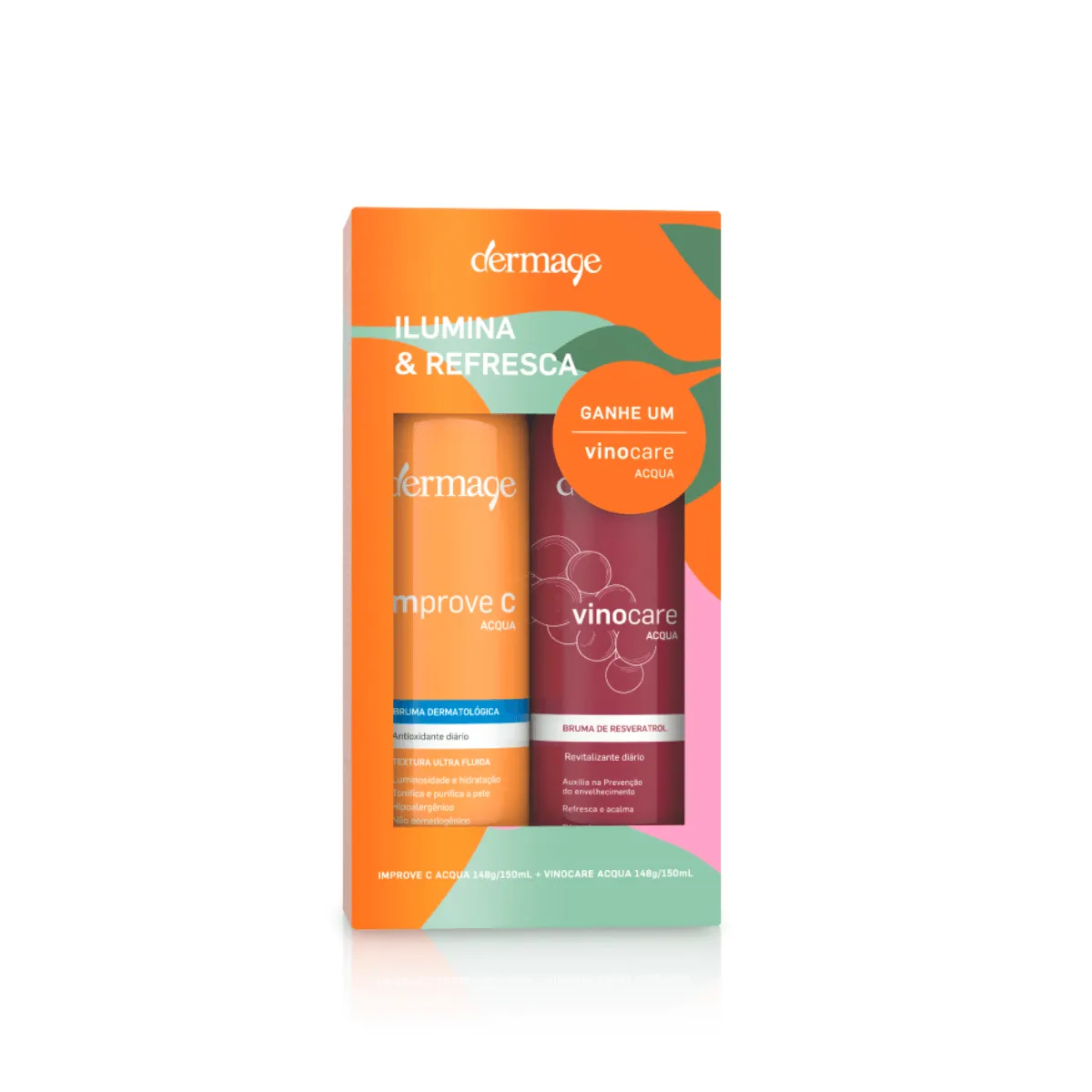 Kit Dermage Improve C Aqua Bruma com 150ml + Vinocare Acqua com 150ml