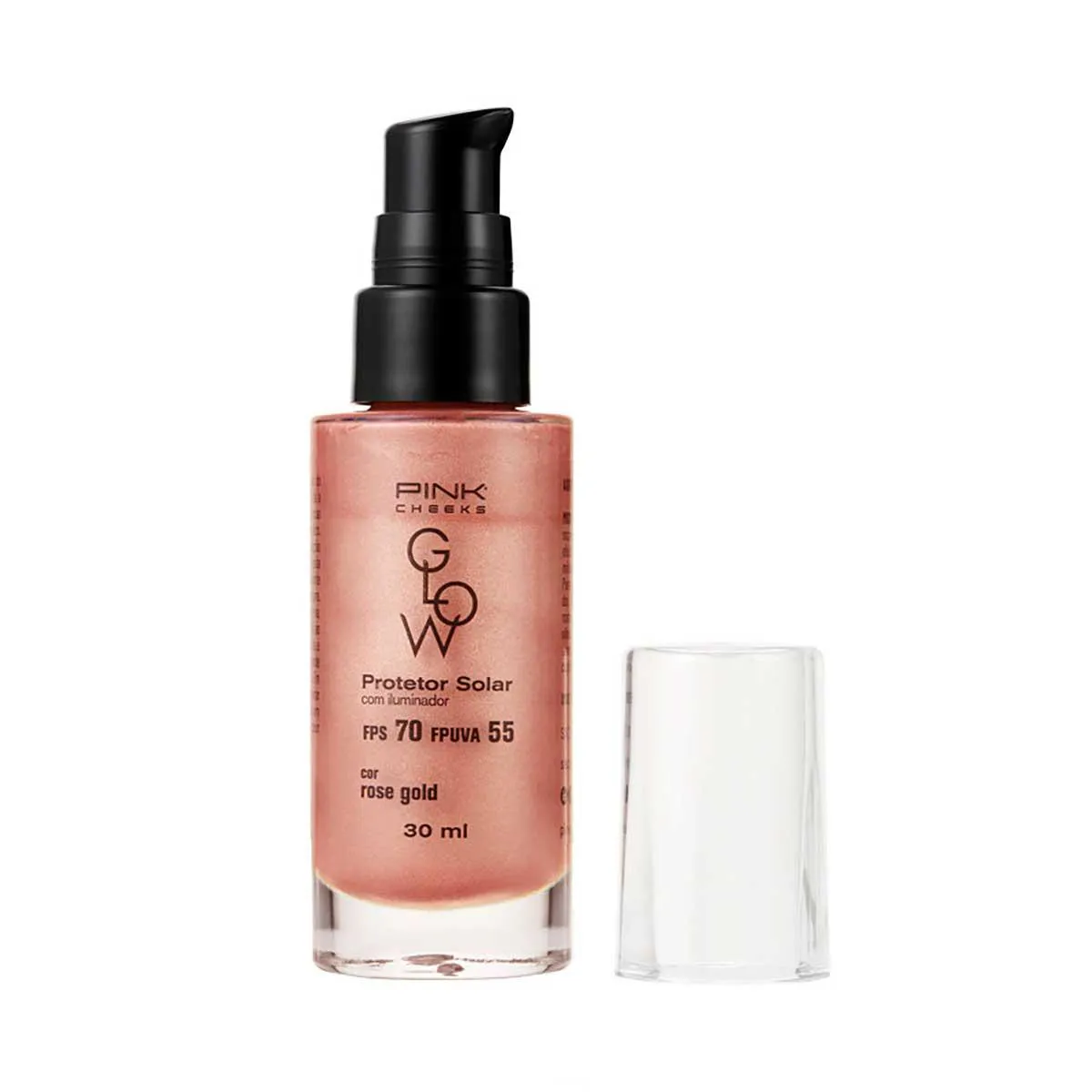 Protetor Solar com Iluminador FPS70 Pink Cheeks Glow Rosé Gold 30ml