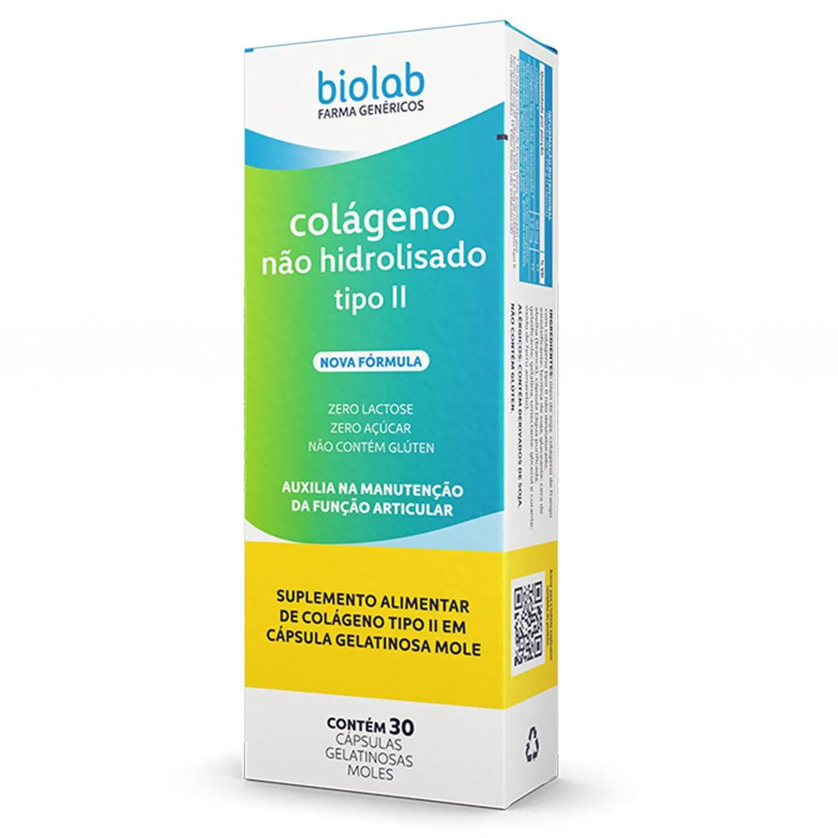 Colágeno Não Hidrolisado Tipo II Biolab 30 Cápsulas