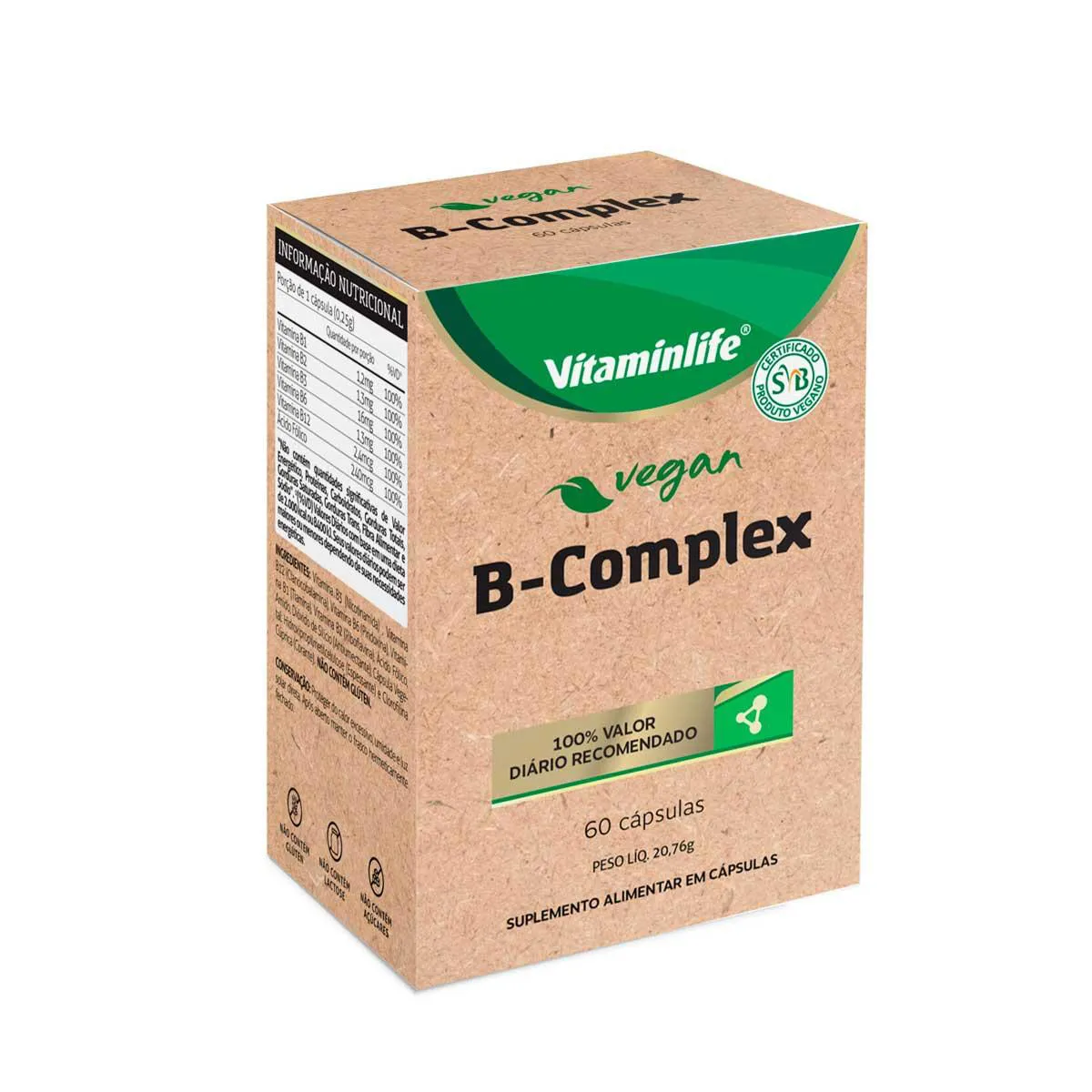 Polivitamínico Complexo B Vitaminlife Vegan B-Complex 60 cápsulas