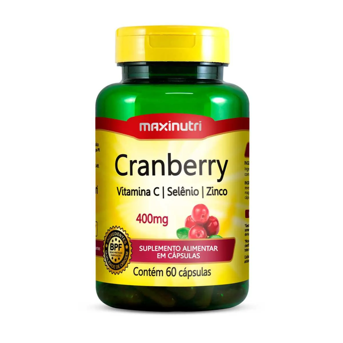 Suplemento Alimentar Cranberry 400mg Maxinutri 60 cápsulas