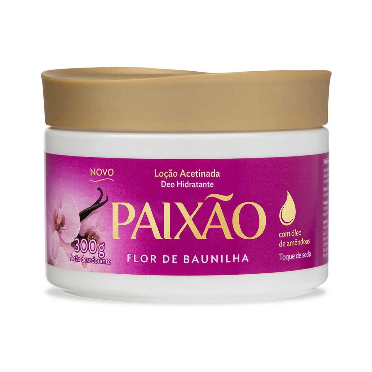 Loção Hidratante Acetinada Corporal Paixão Flor de Baunilha 300g