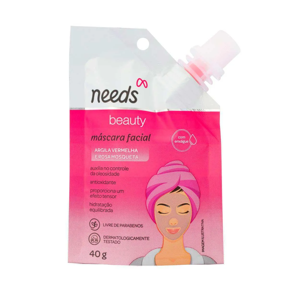 Máscara Facial Needs Beauty Argila Vermelha e Rosa Mosqueta 40g