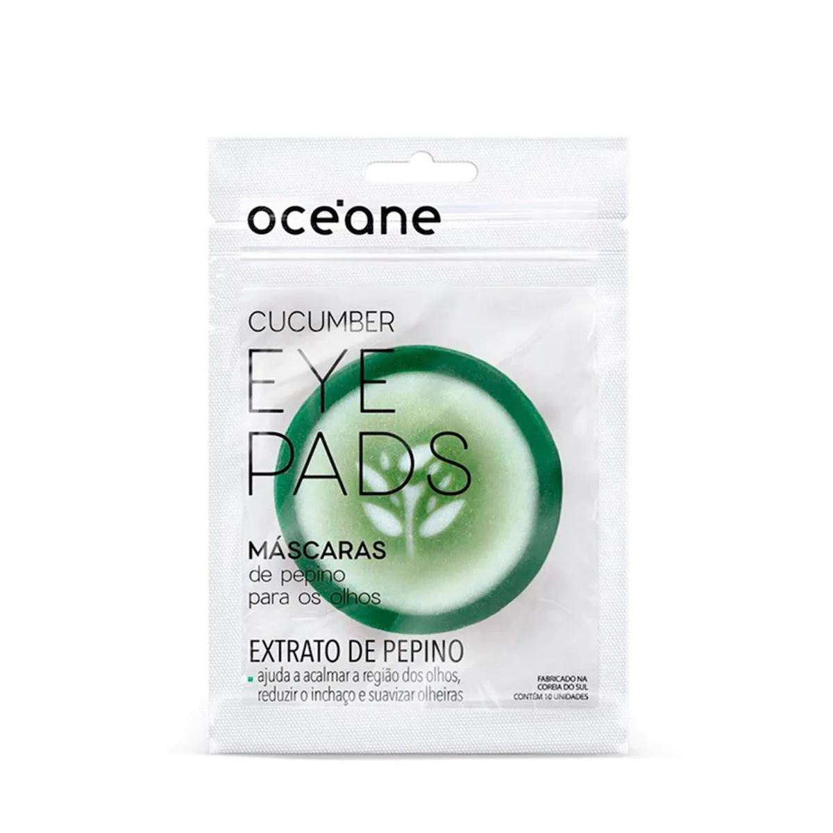 Máscara para os Olhos Océane Cucumber Eye Pads Extrato de Pepino 10 unidades