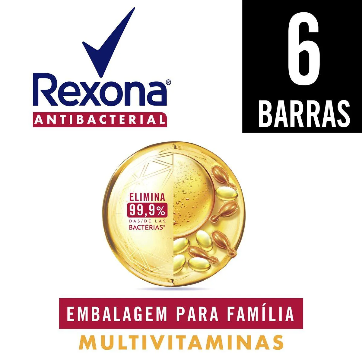 Kit Sabonete em Barra Rexona Antibacterial Multivitaminas 6 Unidades de 84g cada