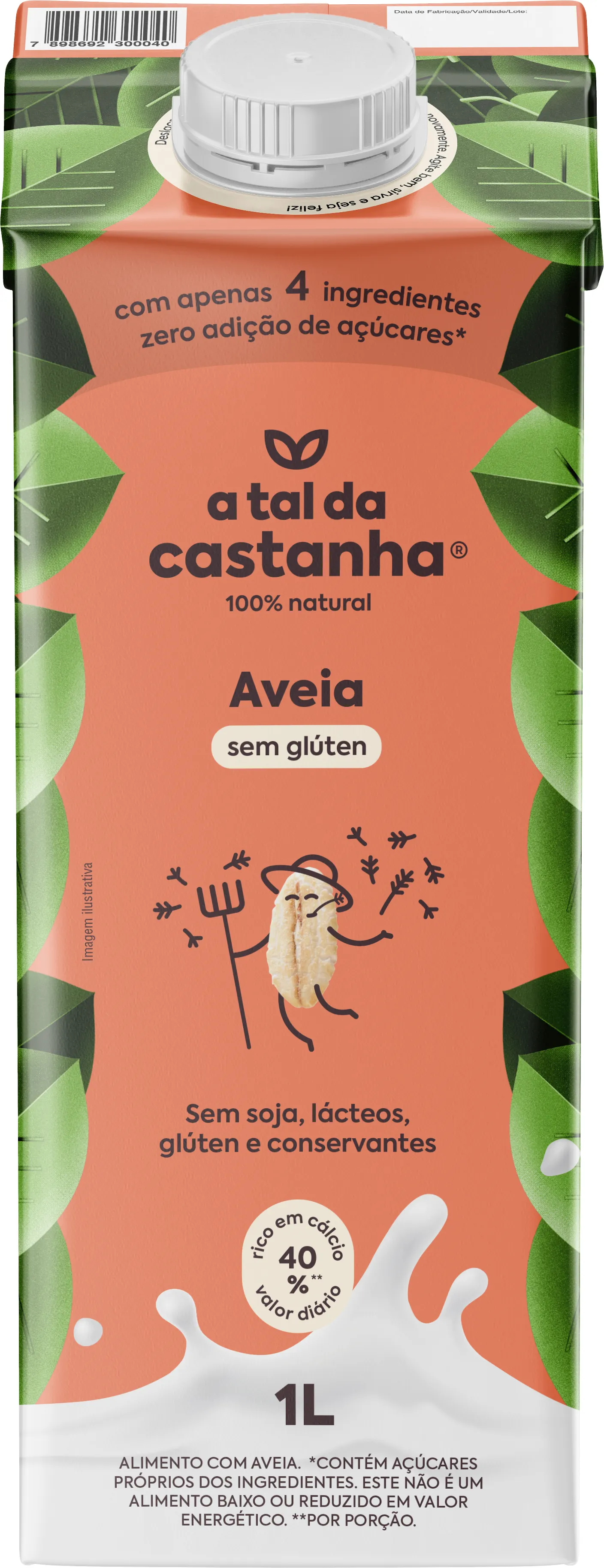 Leite Vegetal de Aveia A Tal da Castanha ATDC Sem Glúten 1L