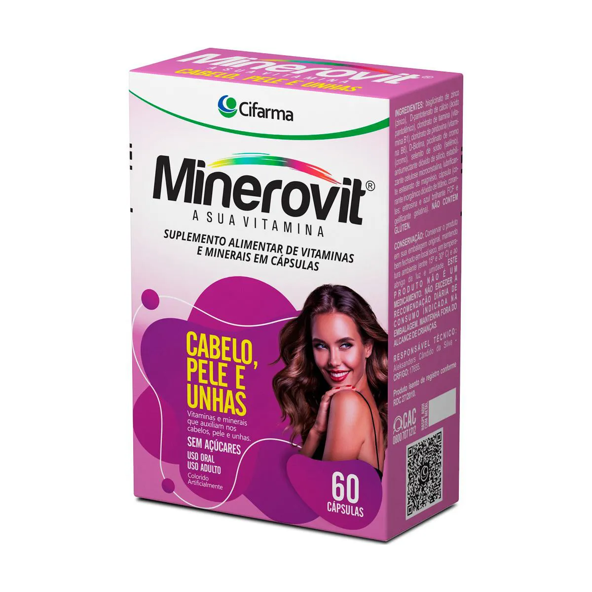 Polivitamínico Minerovit Cabelo, Pele e Unhas 60 cápsulas