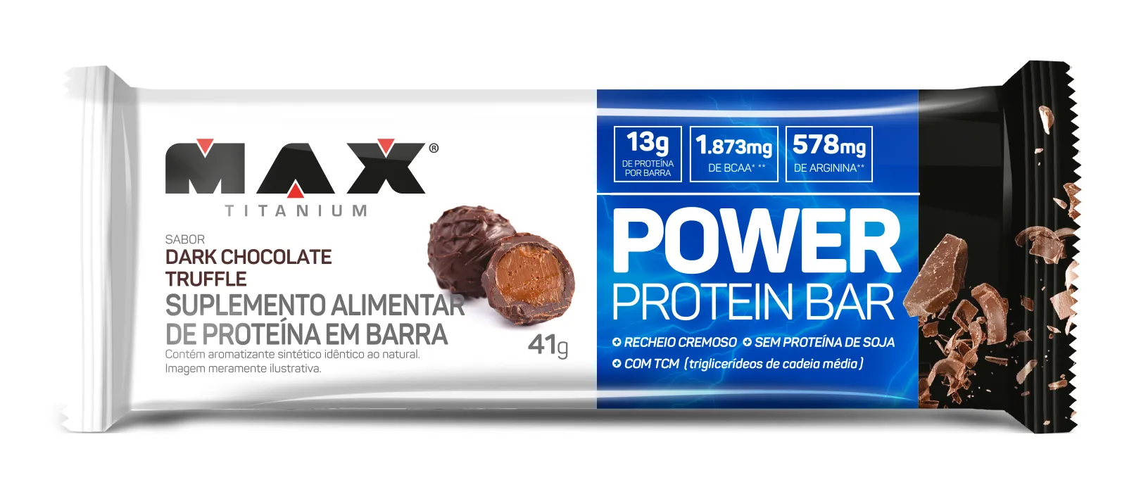 Barra de Proteína Power Protein Bar Max Titanium Dark Chocolate Truffle 41g