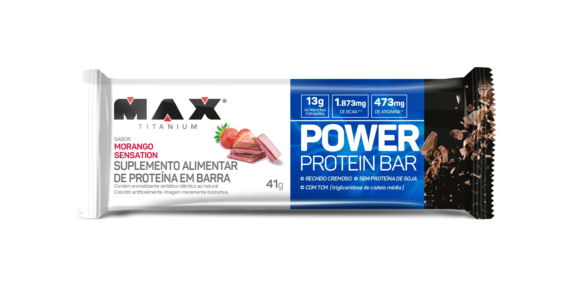 Barra de Proteína Power Protein Bar Max Titanium Morango Sensation 41g