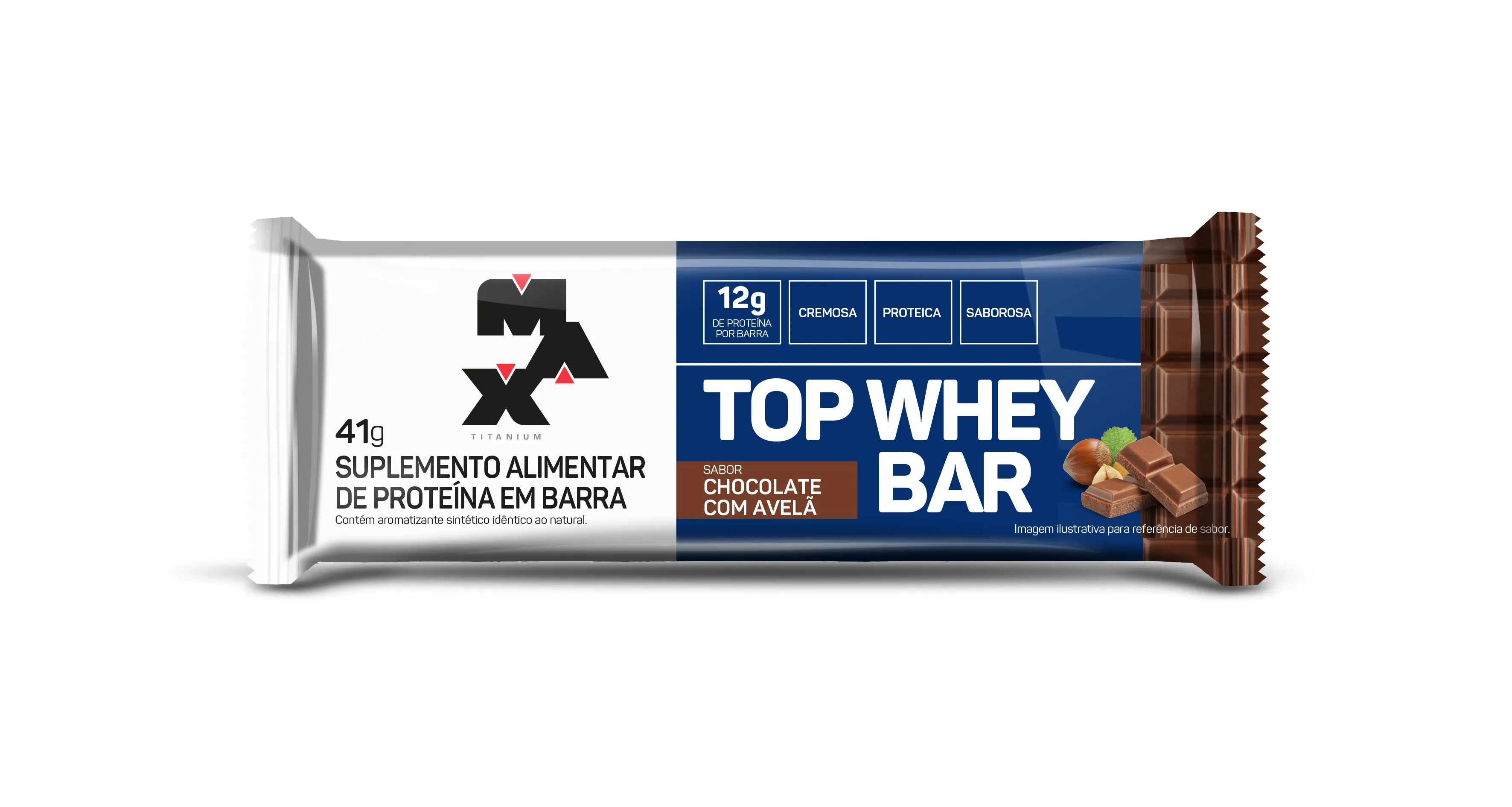 Barra de Proteína Top Whey Bar Max Titanium Chocolate com Avelã 41g