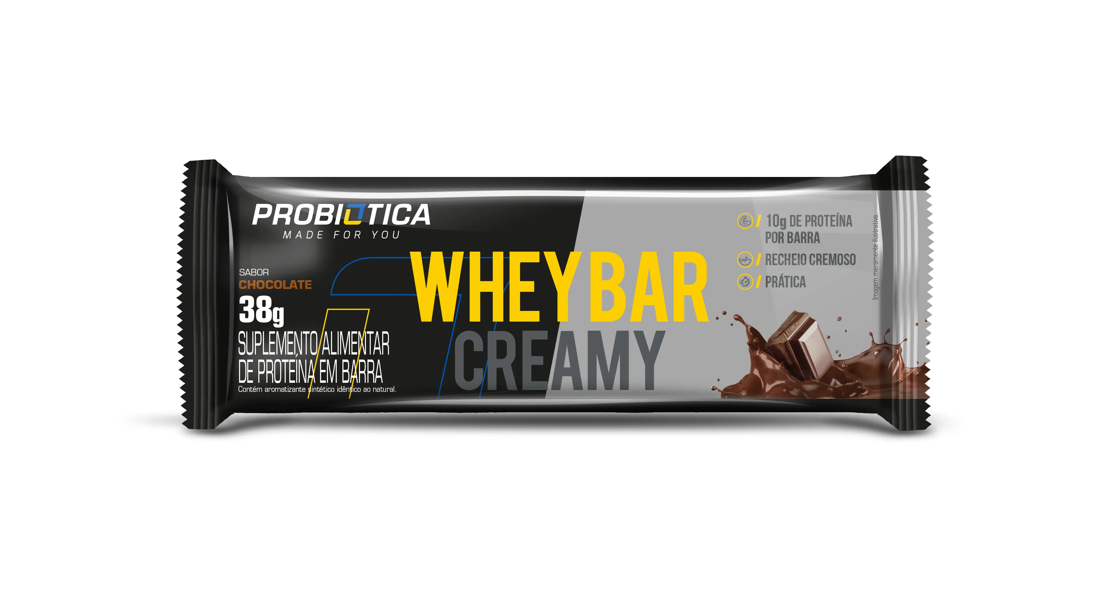 Barra de Proteína Whey Bar Creamy Probiótica Chocolate 38g