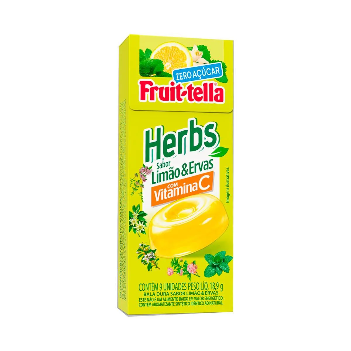 Bala Fruit-Tella Herbs Limão e Ervas 9 unidades