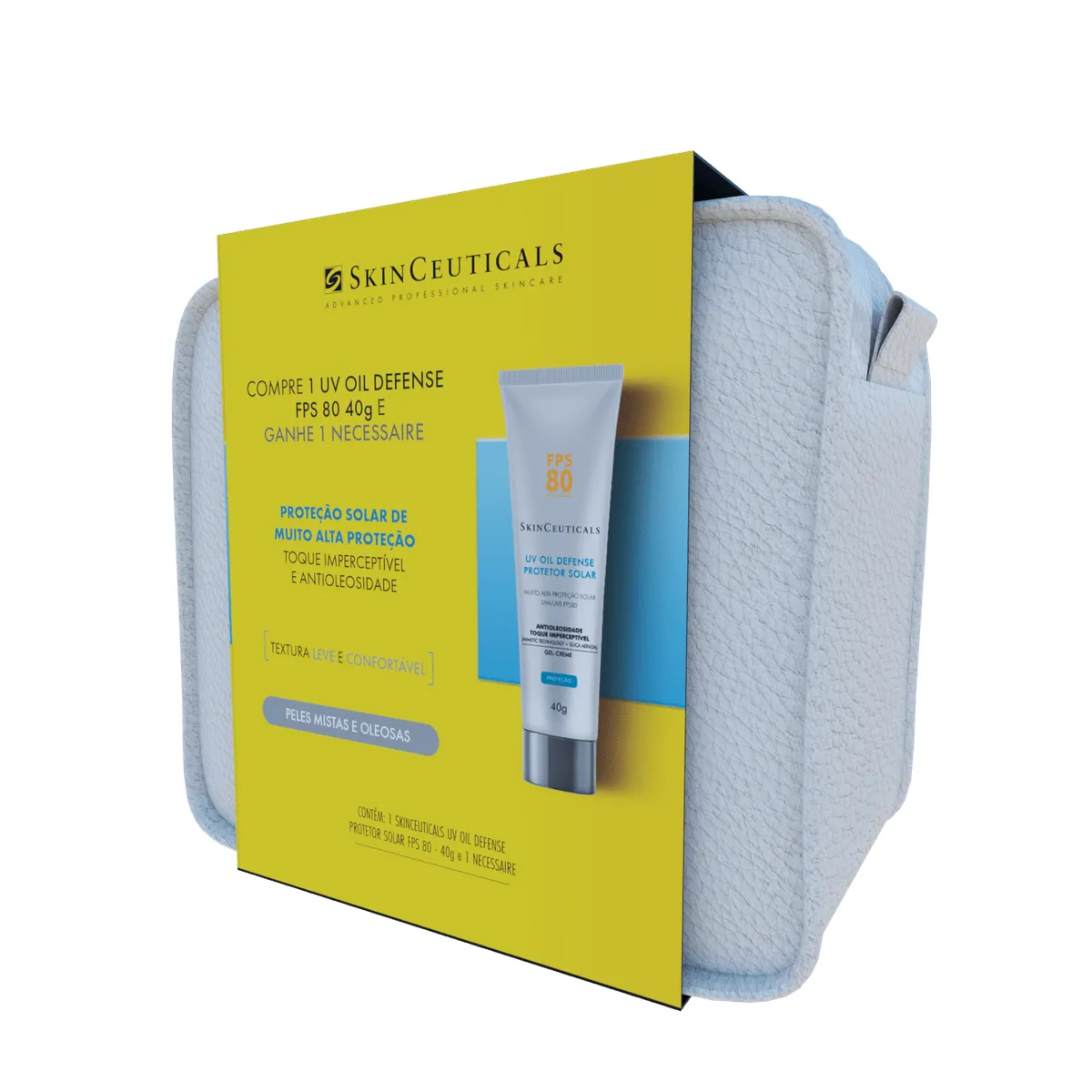 Protetor Solar Facial SkinCeuticals UV Oil Defense FPS 80 40g + Necessaire