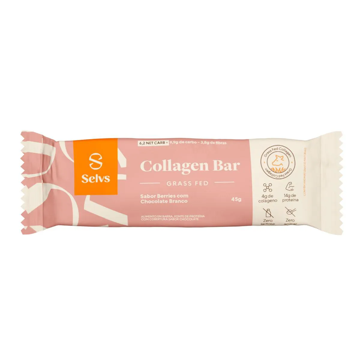 Barra de Colágeno Selvs Collagen Bar Berries com Chocolate Branco 50g