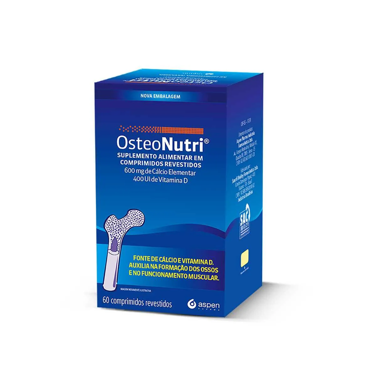 Cálcio 600mg + Vitamina D 400UI Osteonutri 60 comprimidos