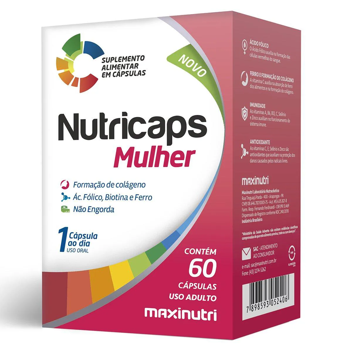 Polivitamínico Nutricaps Mulher Maxinutri 60 cápsulas