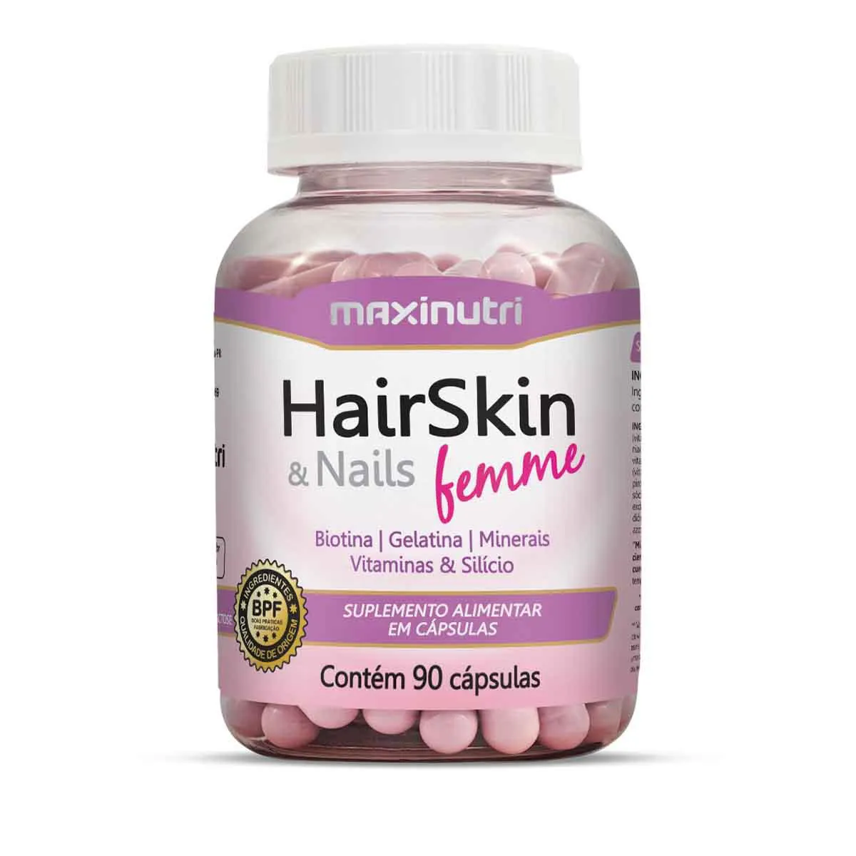 Polivitamínico Hairskin & Nails Femme Maxinutri para Cabelos, Pele e Unhas 90 cápsulas