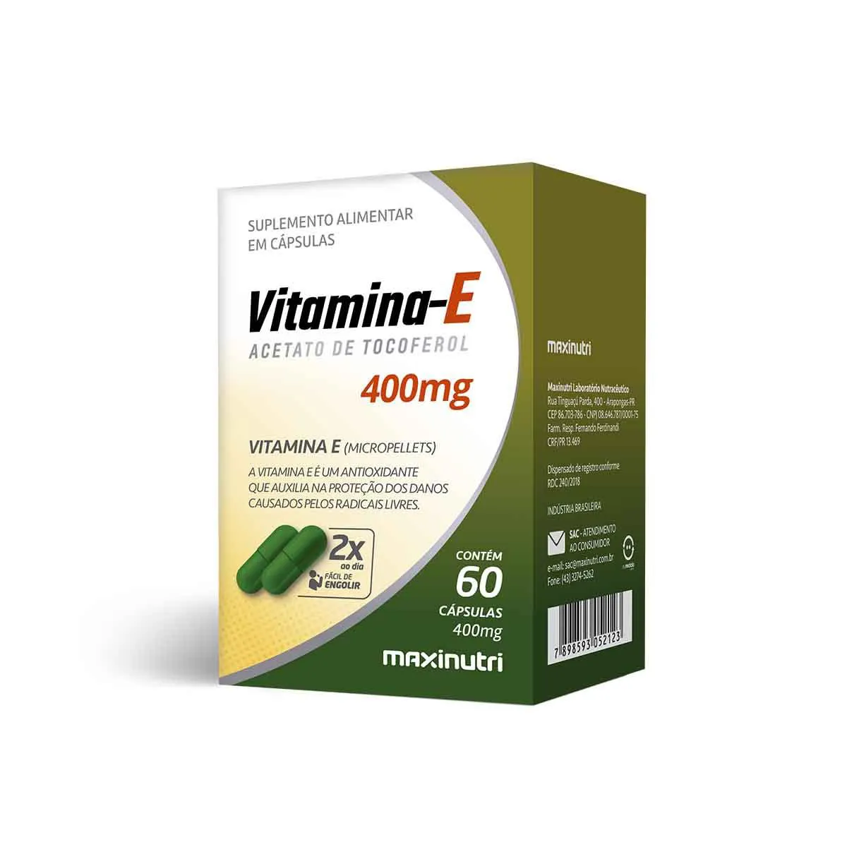 Vitamina E Maxinutri 400mg 60 cápsulas