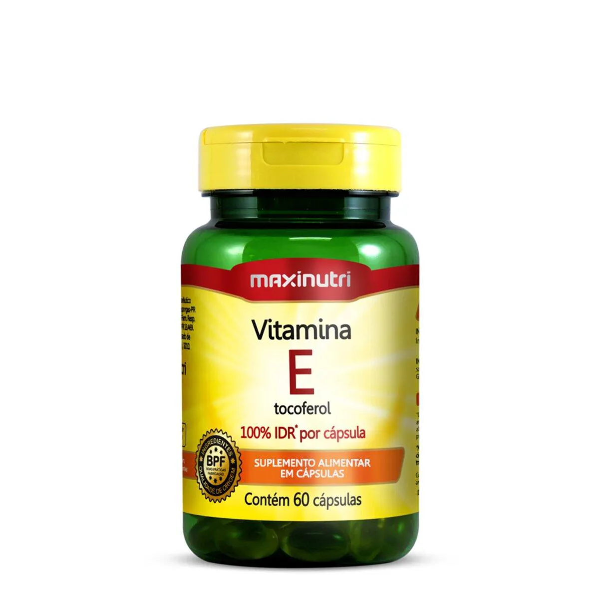 Vitamina E Maxinutri 10mg 100% IDR 60 cápsulas