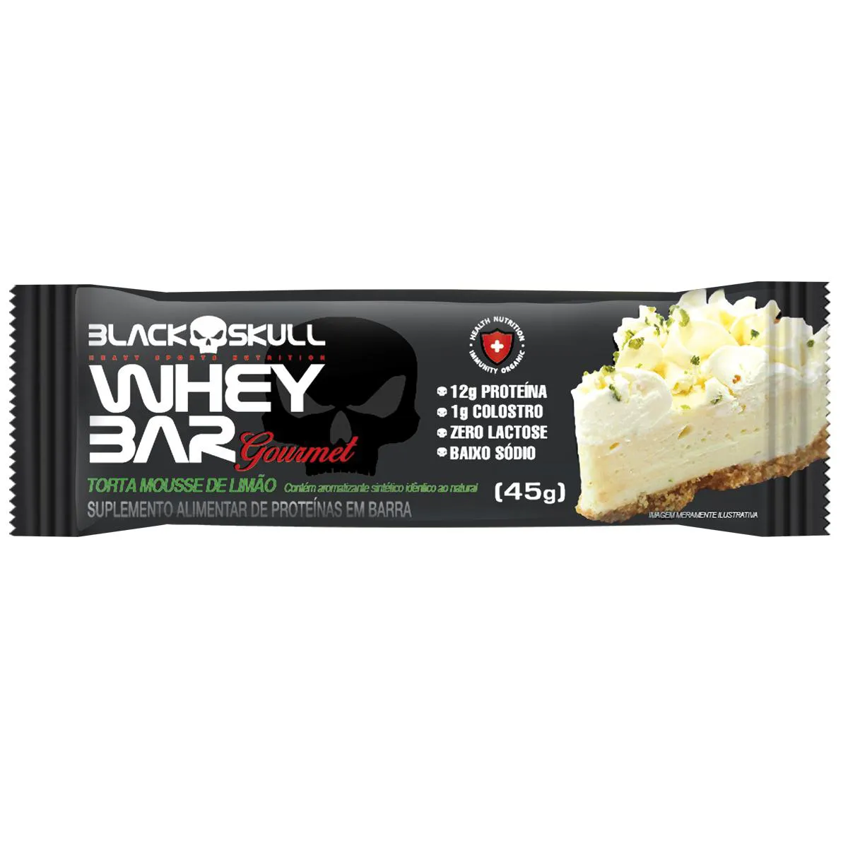 Barra de Proteína Whey Bar Gourmet Black Skull Sabor Torta Mousse de Limão 45g