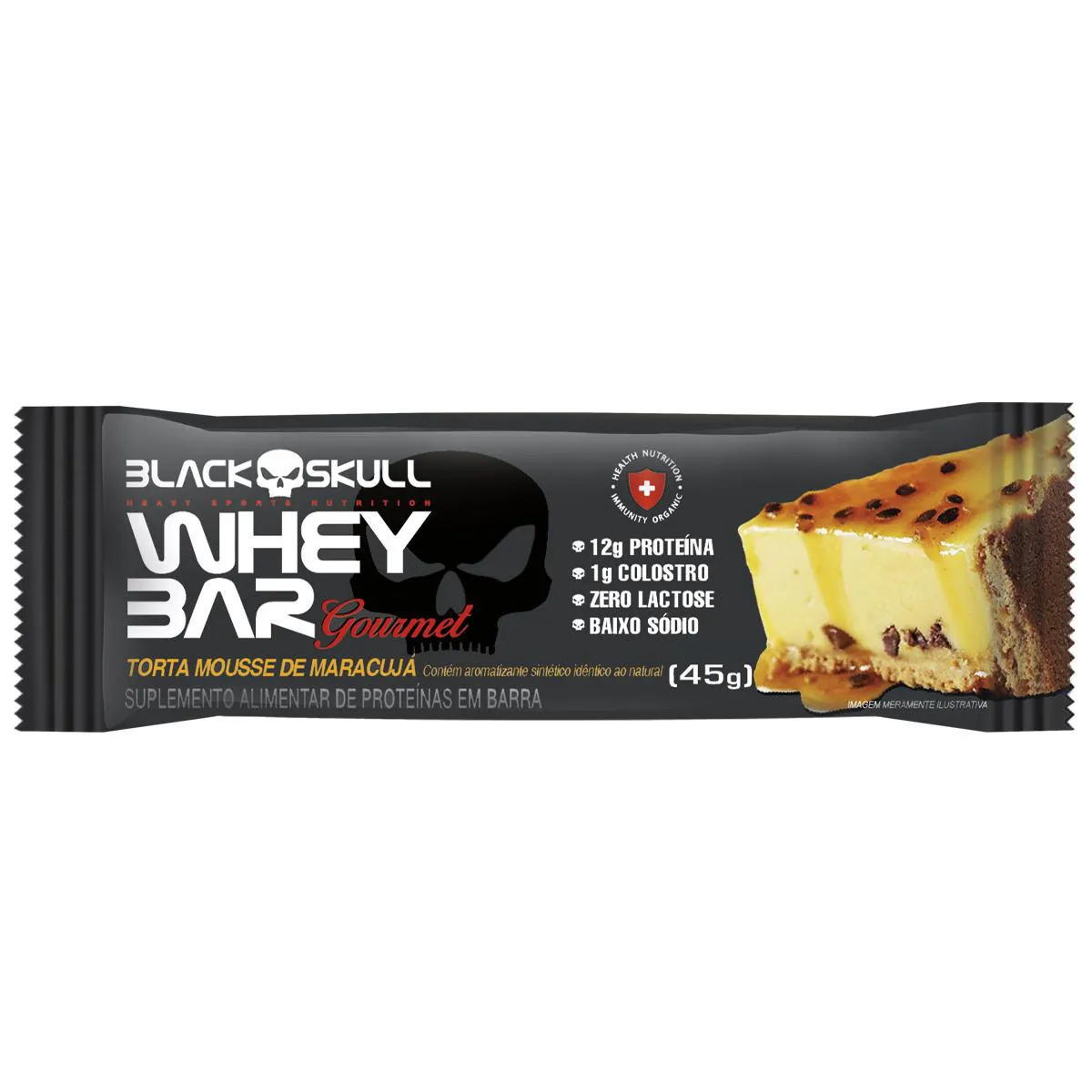 Barra de Proteína Whey Bar Gourmet Black Skull Sabor Torta Mousse de Maracujá 45g