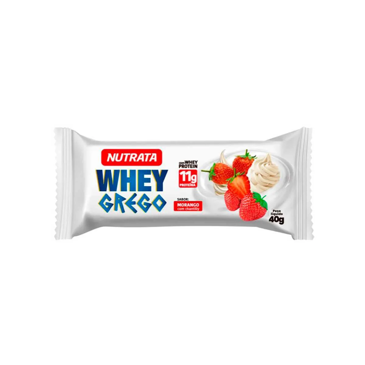 Barra Whey Grego Nutrata Morango com Chantilly 40g