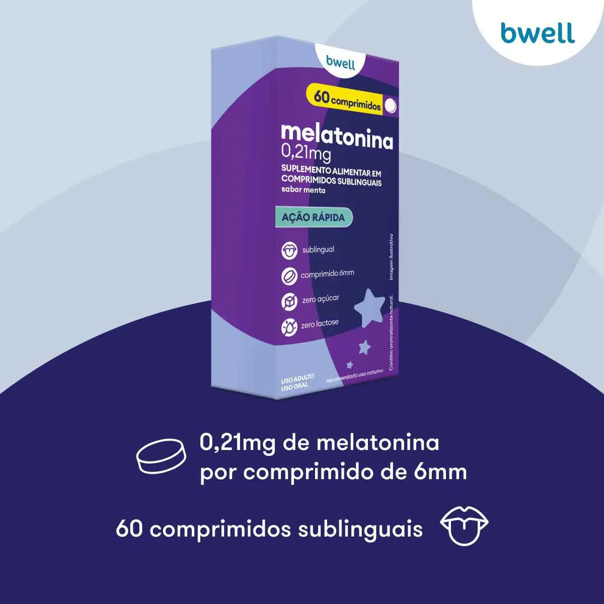 Melatonina Bwell 0,21mg 60 comprimidos: preço e para que serve | Drogasil