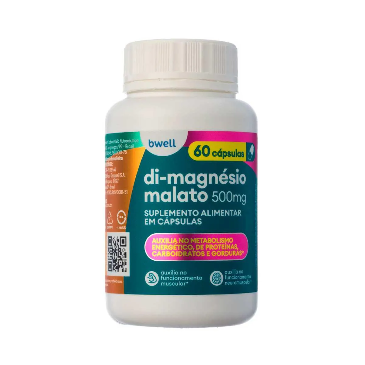 Suplemento Alimentar bwell Di-Magnésio Malato 500mg 60 cápsulas | Droga ...